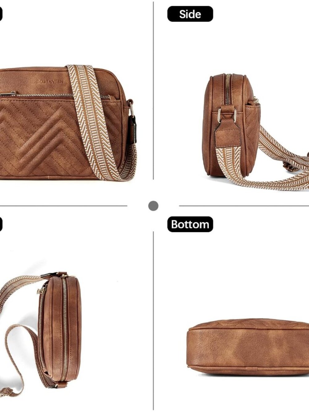 Quilted Crossbody Bags for Women Vegan Leather Purses Shoulder Handbags with Wid - Picture 6 of 8